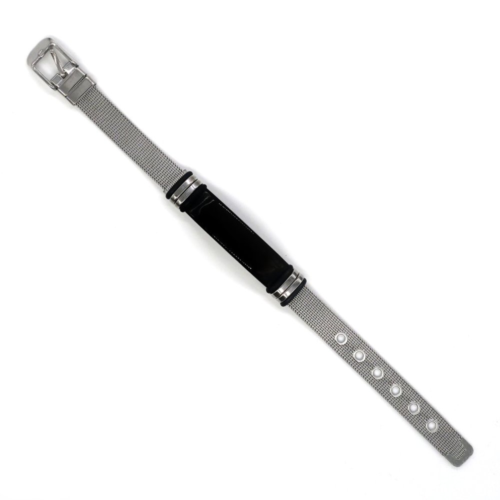 Mens silver band with black name plate. - Picture 4 of 5